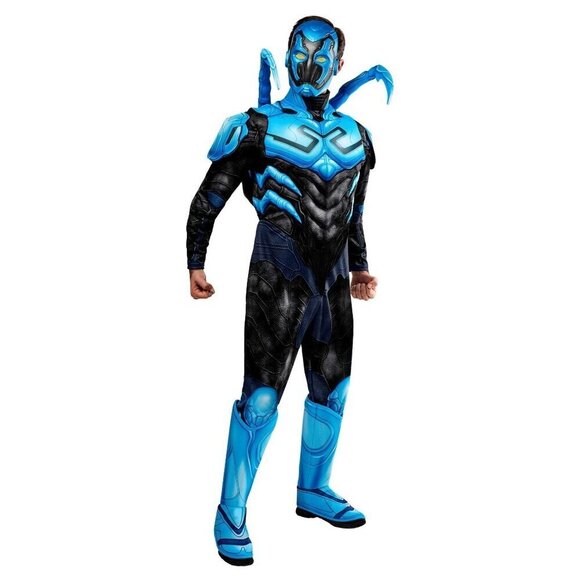 Rubies Men's DC Deluxe Blue Beetle Costume Jumpsuit and Mask, As Shown, X-Large - Picture 1 of 2